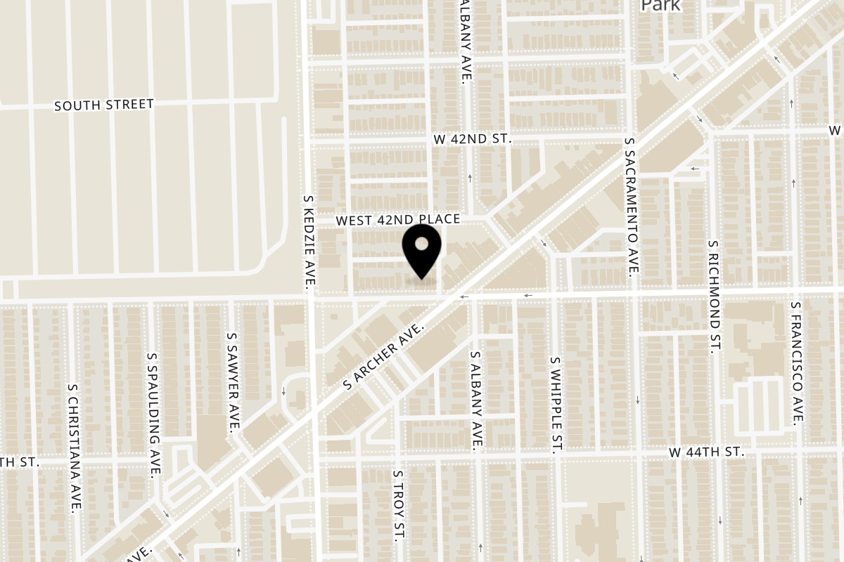 Map showing the location of Carnitas Don Chepe on 3116 W Pope John Paul II Dr in Chicago